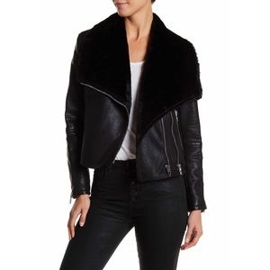 NWT BLANKNYC Denim Faux Shearling Moto Jacket